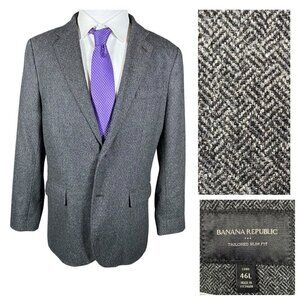 Banana Republic Sport Coat Men’s 43R Herringbone Soft Tweed Slim Fit Grey Wool
